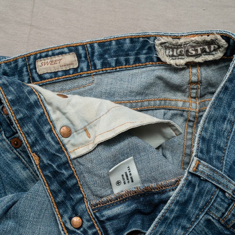 Vintage Y2k 2000s Big Star Ultra Low Rise Sweet Low Boot Cut Denim Jeans 30 - Picture 6 of 11